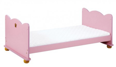 Łóżeczko KSIĘŻNICZKA Róż-biały po zdjeciu szczebelków.